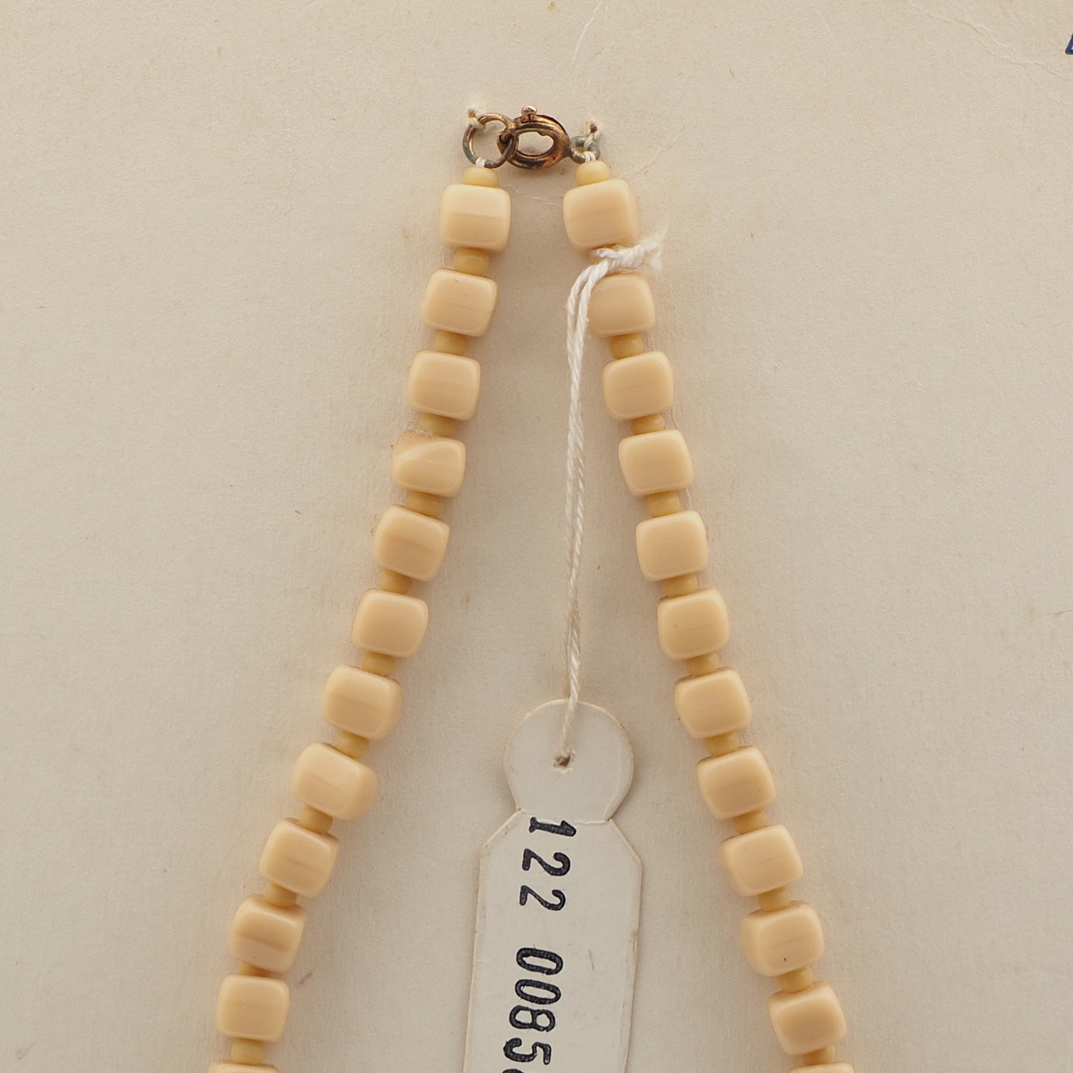Vintage Czech necklace beige cube seed glass beads 