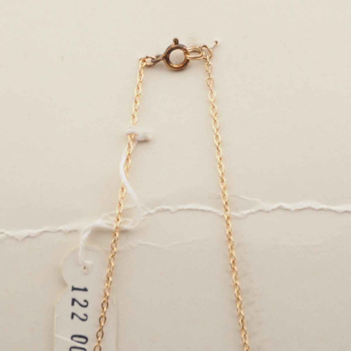Vintage Czech gold chain necklace beige marble glass beads 