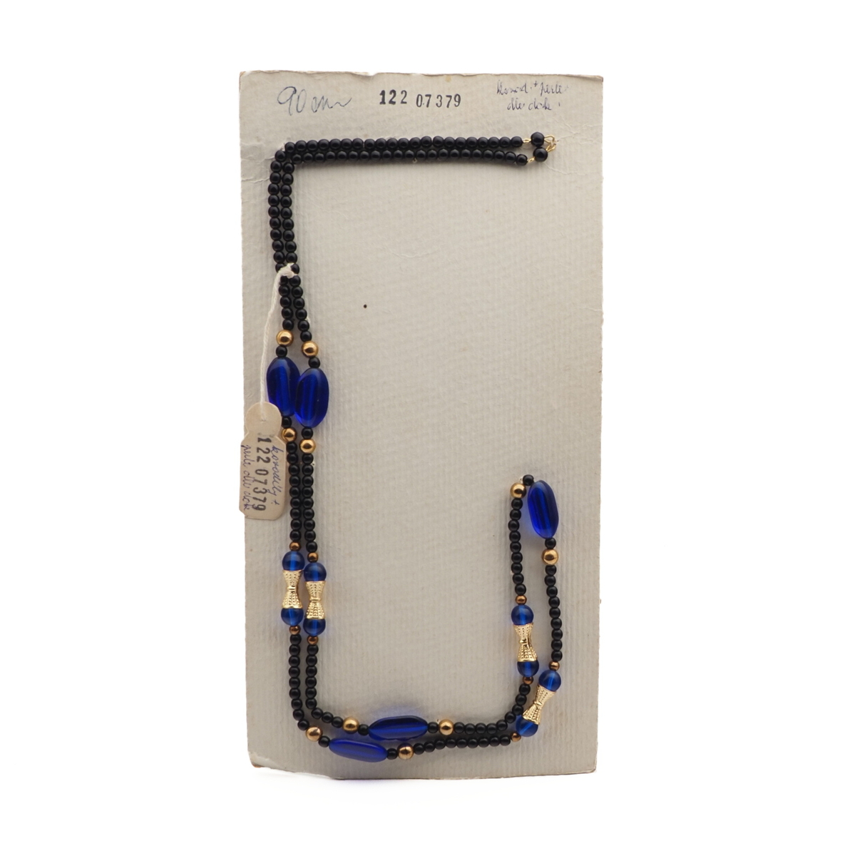 Vintage Czech necklace element glasses holder cobalt blue black glass beads 