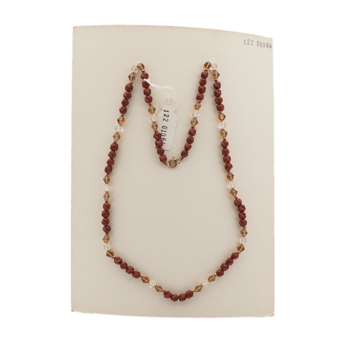 Vintage Czech necklace red twist topaz clear bicone glass beads 