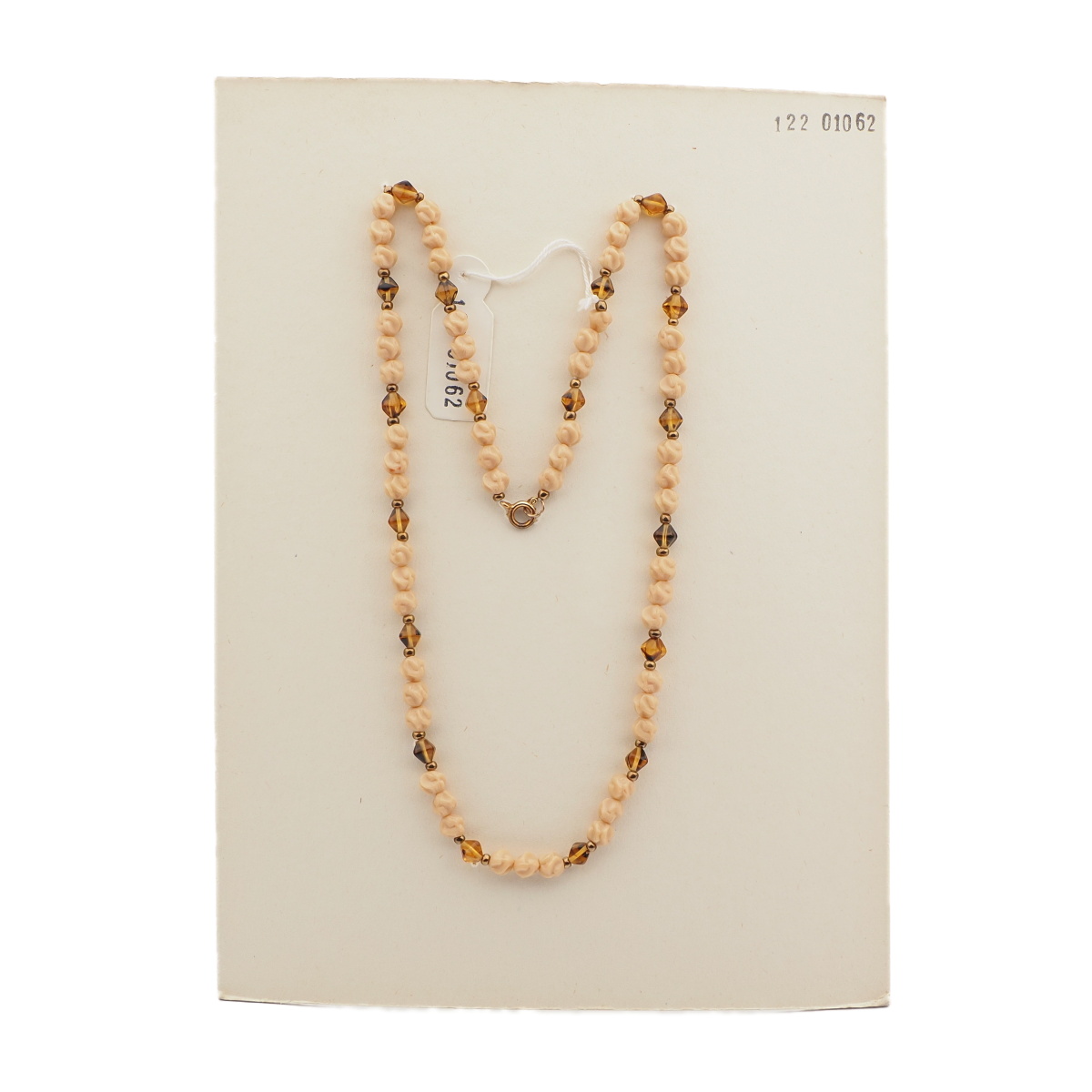 Vintage Czech necklace beige twist topaz bicone glass beads 