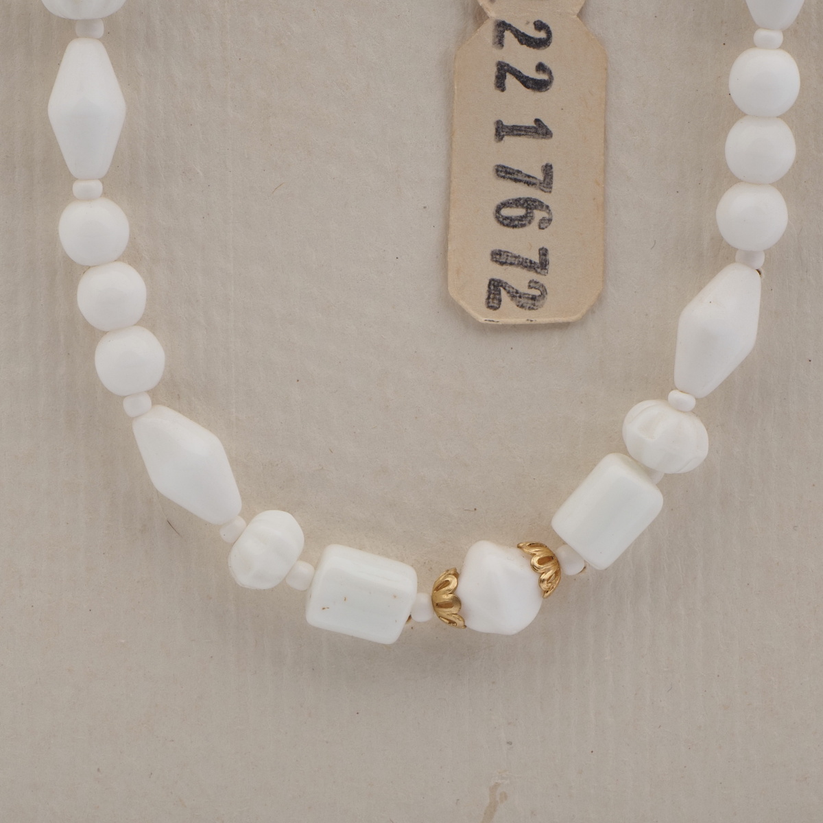 Vintage Czech necklace white rondelle flower bicone bugle round glass beads 