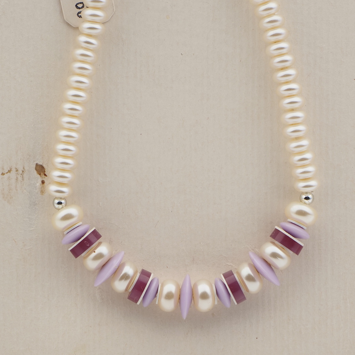 Vintage Czech necklace pearl glass plastic rondelle beads