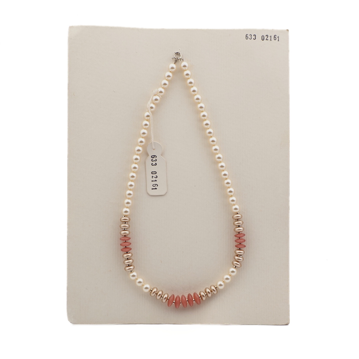 Vintage Czech necklace pearl metallic pink opaline glass beads 