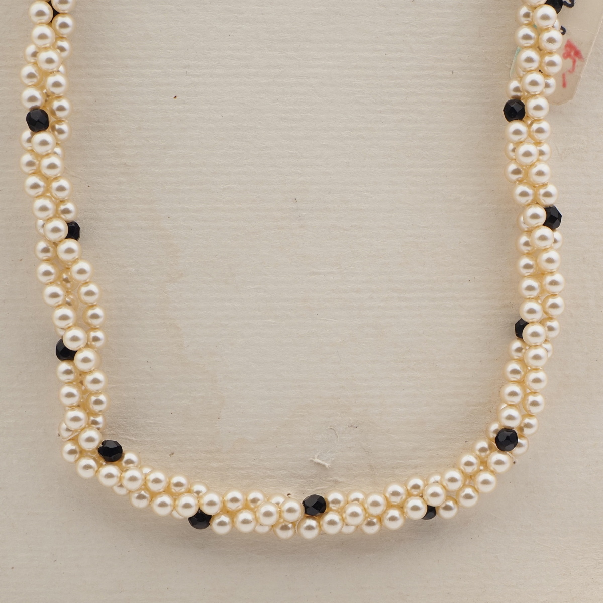 Vintage Czech 3 strand necklace black pearl glass beads 