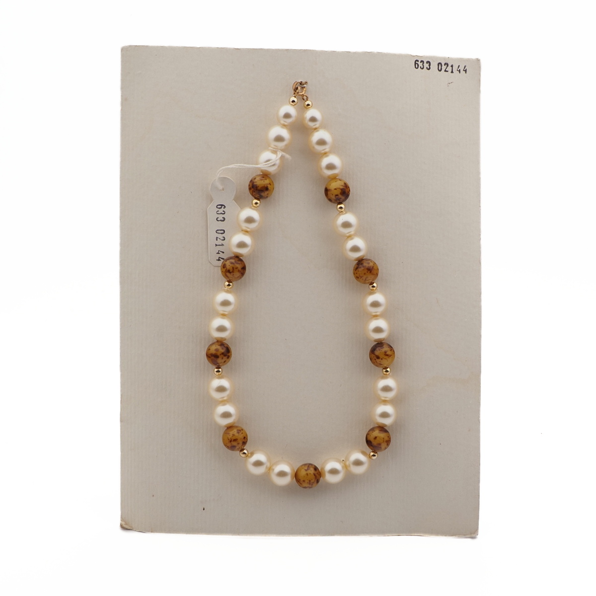Vintage Czech necklace pearl mustard marble glass beads 