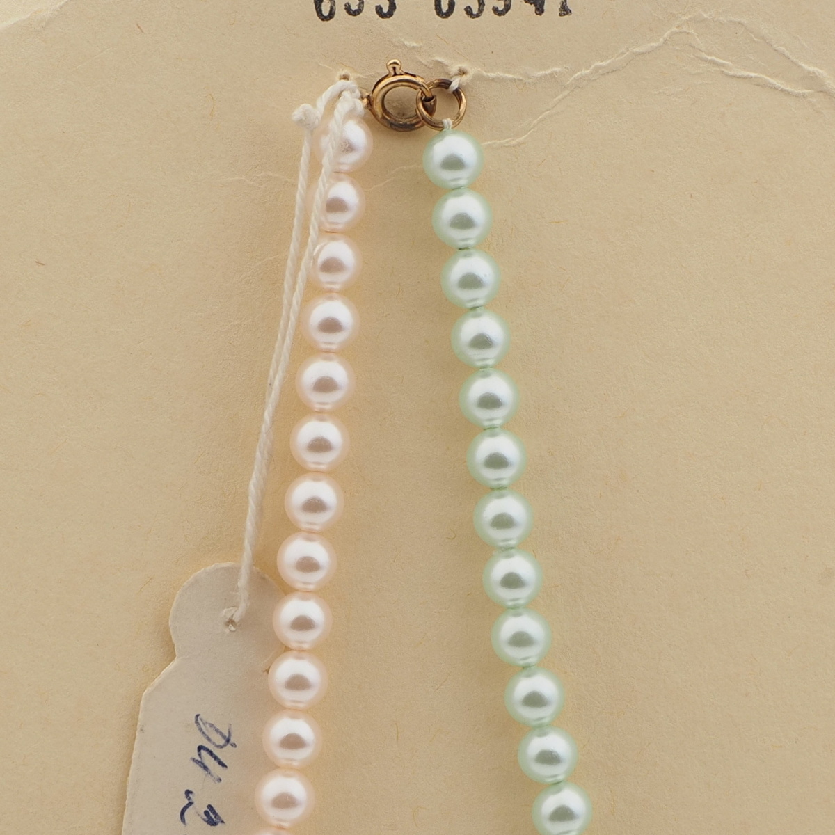 Vintage Czech necklace pearl glass beads gold leaf pendant