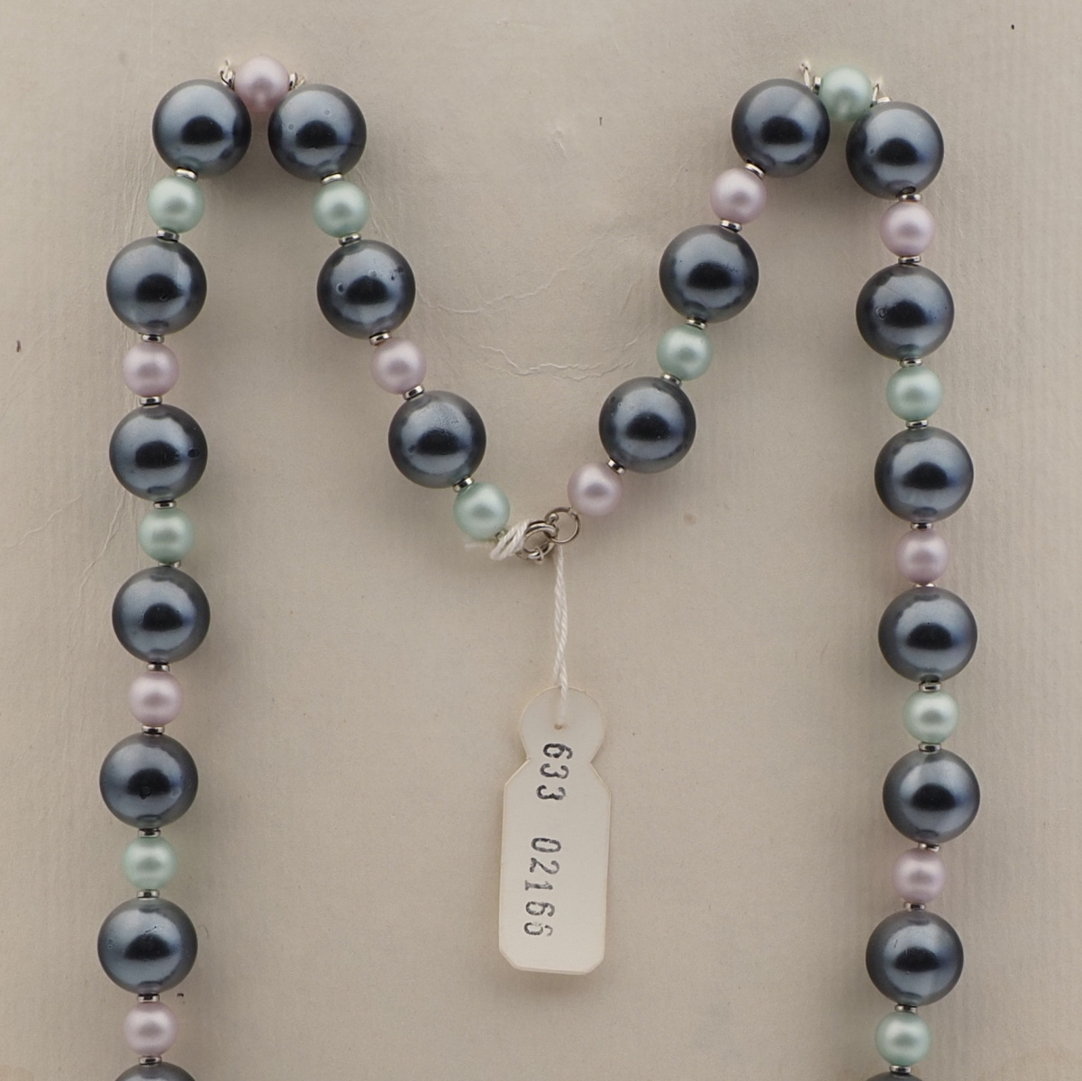 Vintage Czech necklace large pearl metallic round glass beads 