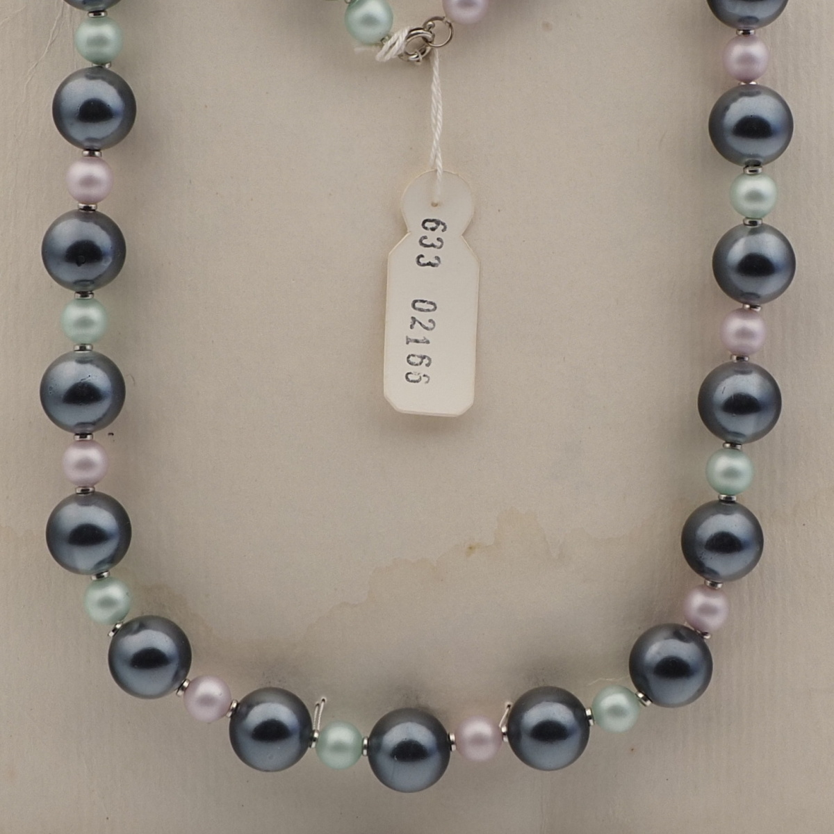 Vintage Czech necklace large pearl metallic round glass beads 