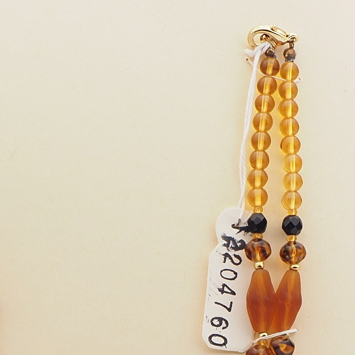 Vintage Czech necklace topaz black tortoise striped glass beads 
