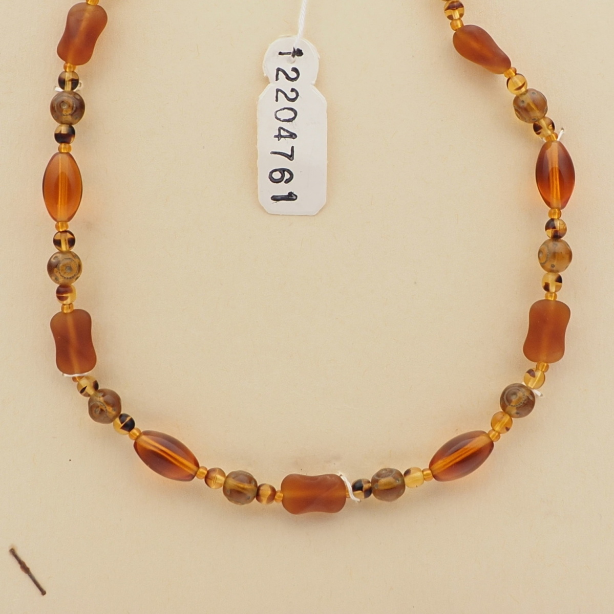 Vintage Czech necklace topaz frost tortoise striped glass beads 