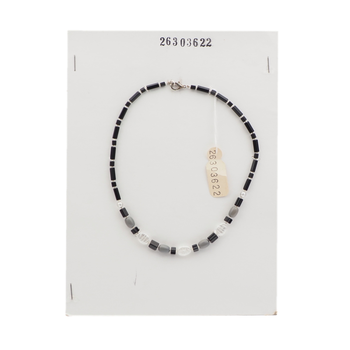 Vintage Czech necklace black pentagon AB clear glass beads 