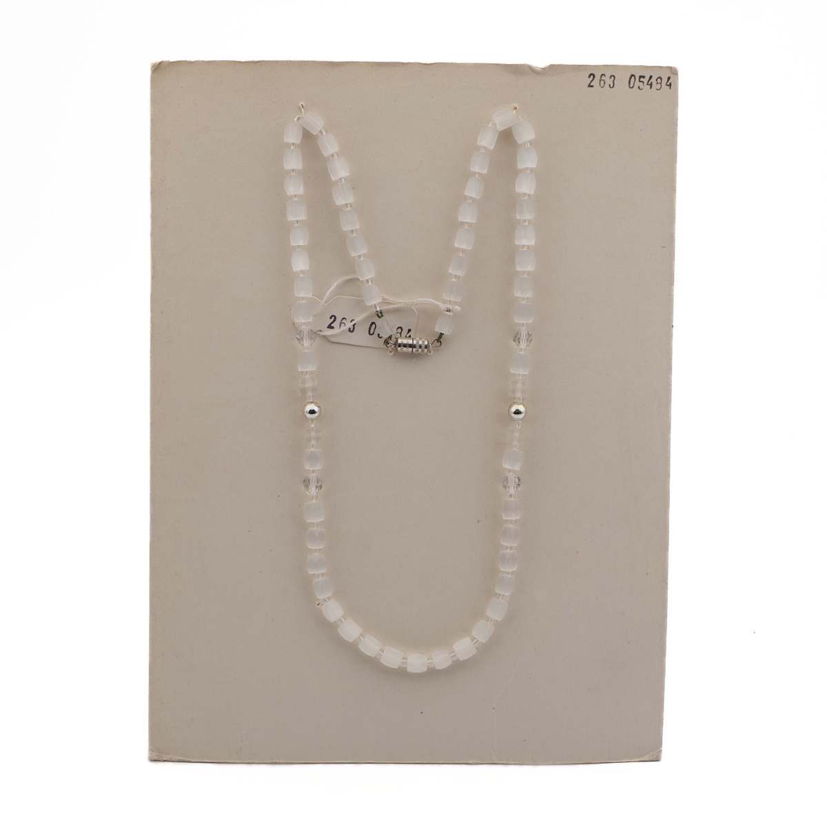 Vintage Czech necklace satin atlas clear frost glass beads 
