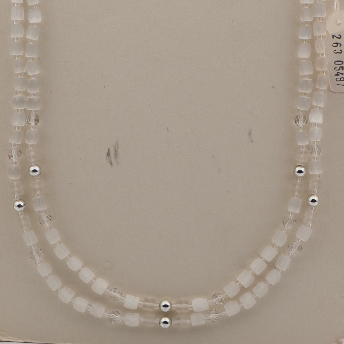 Vintage Czech 2 strand necklace satin atlas clear frost glass beads 