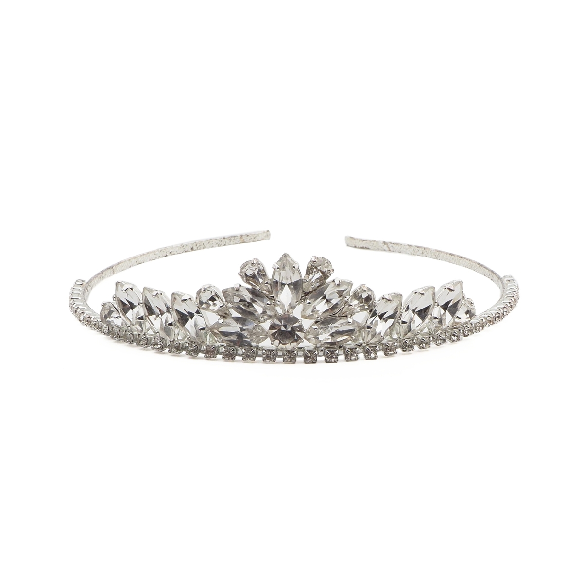 Vintage handmade Czech crystal clear glass rhinestone tiara 