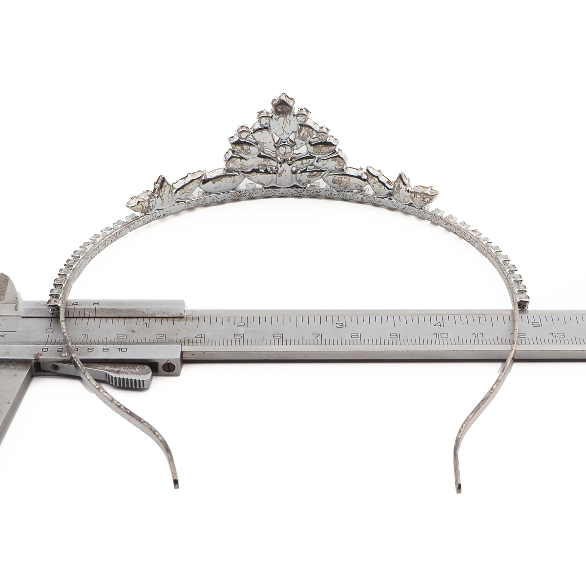 Vintage handmade Czech glass rhinestone tiara crown headpiece