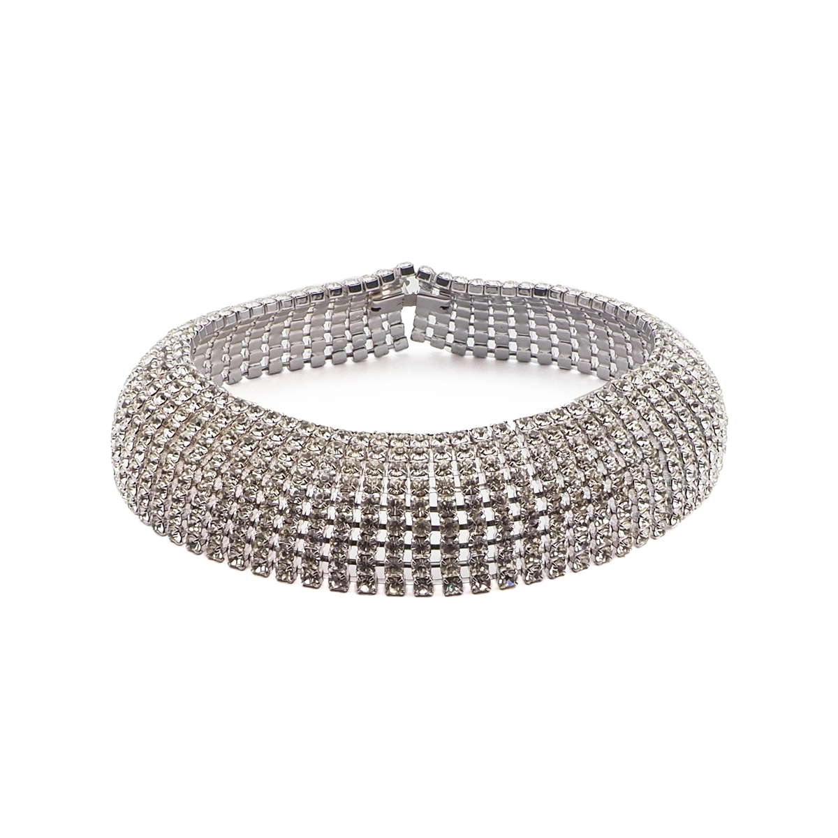 Czech vintage clear glass rhinestone choker necklace 