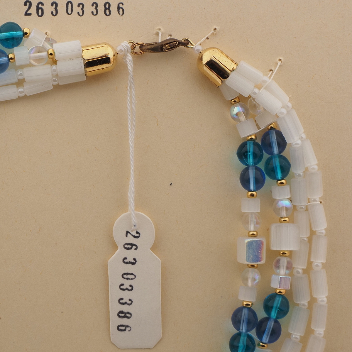 Vintage Czech 4 strand necklace AB frost satin atlas blue glass beads