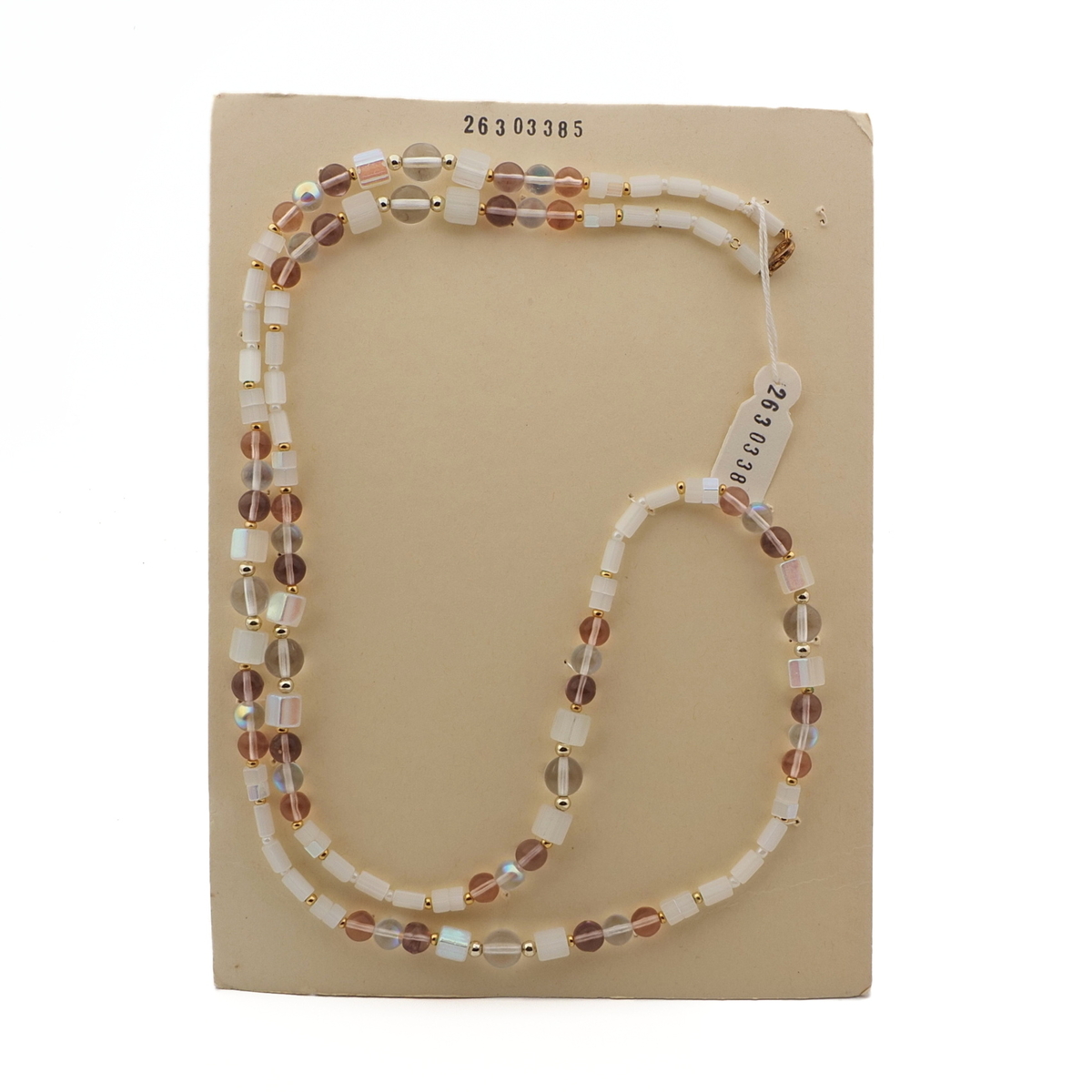 Vintage Czech necklace AB clear frost satin atlas glass beads