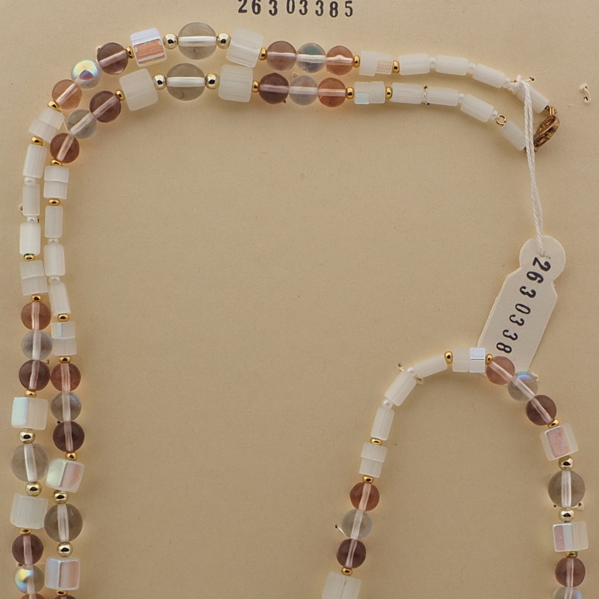 Vintage Czech necklace AB clear frost satin atlas glass beads