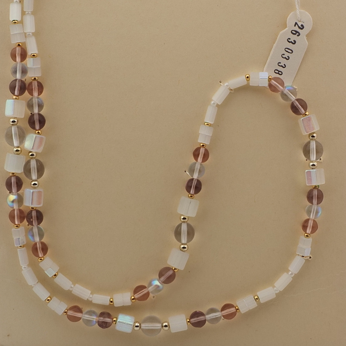 Vintage Czech necklace AB clear frost satin atlas glass beads