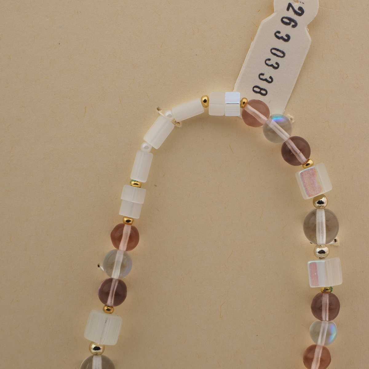 Vintage Czech necklace AB clear frost satin atlas glass beads