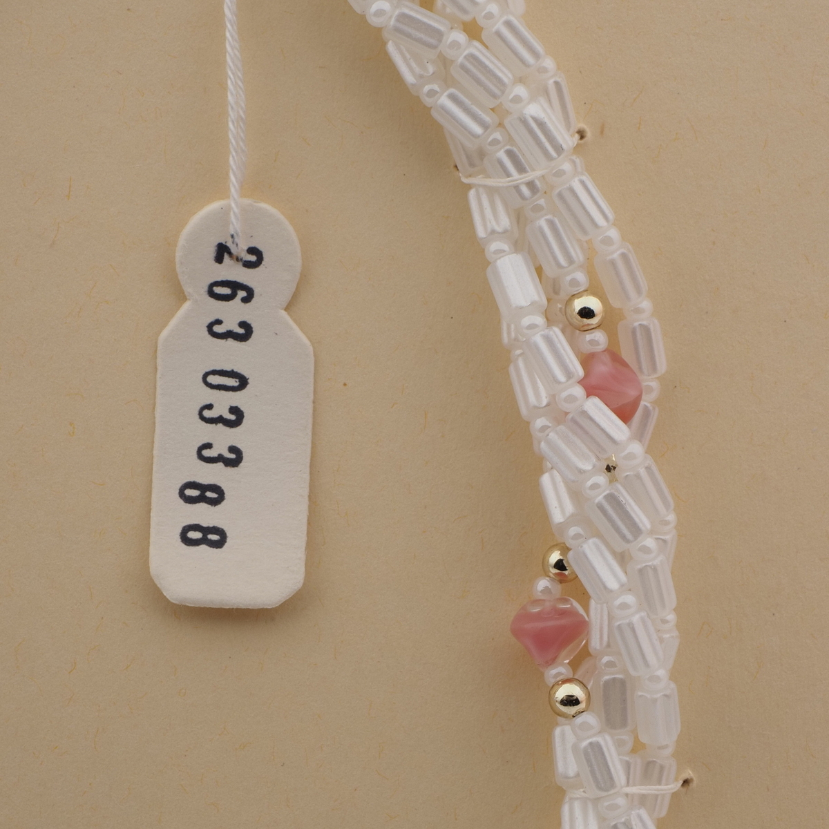 Vintage Czech 5 strand necklace pearl pentagon pink bicolor glass beads