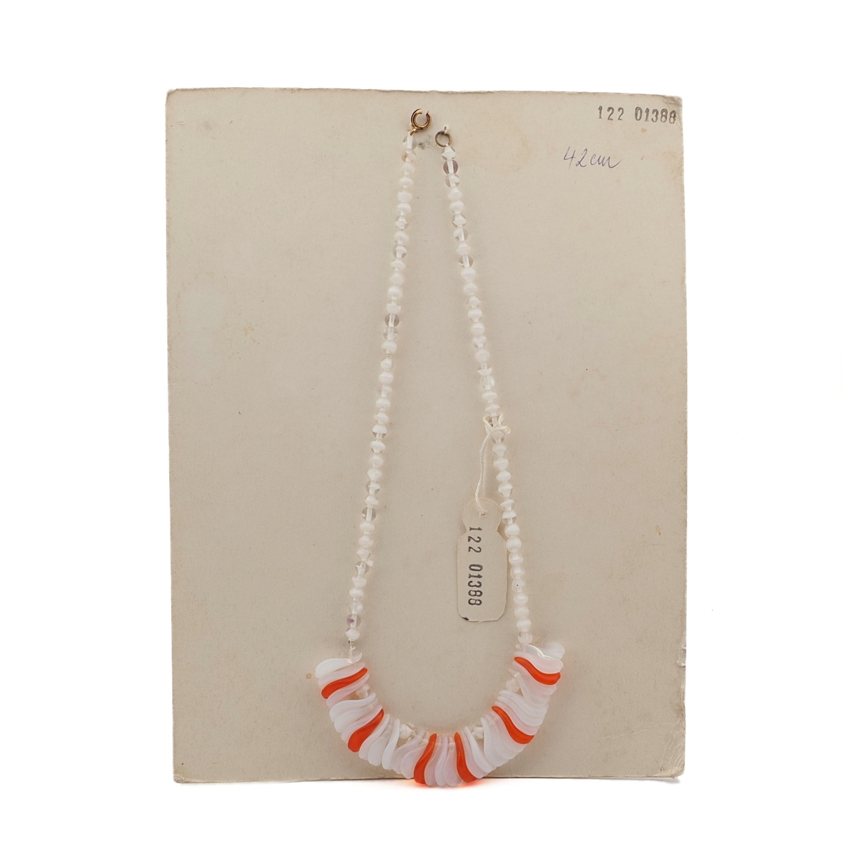Vintage Czech necklace opaline pendant bicolor glass beads for repair