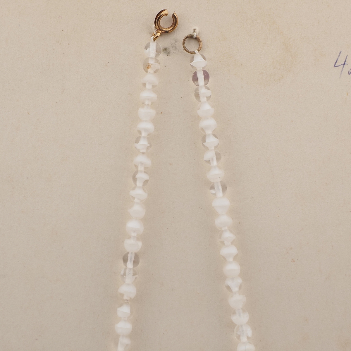 Vintage Czech necklace opaline pendant bicolor glass beads for repair