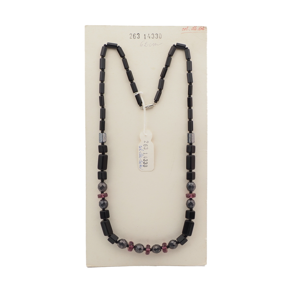 Vintage Czech necklace hematite black purple faceted glass beads