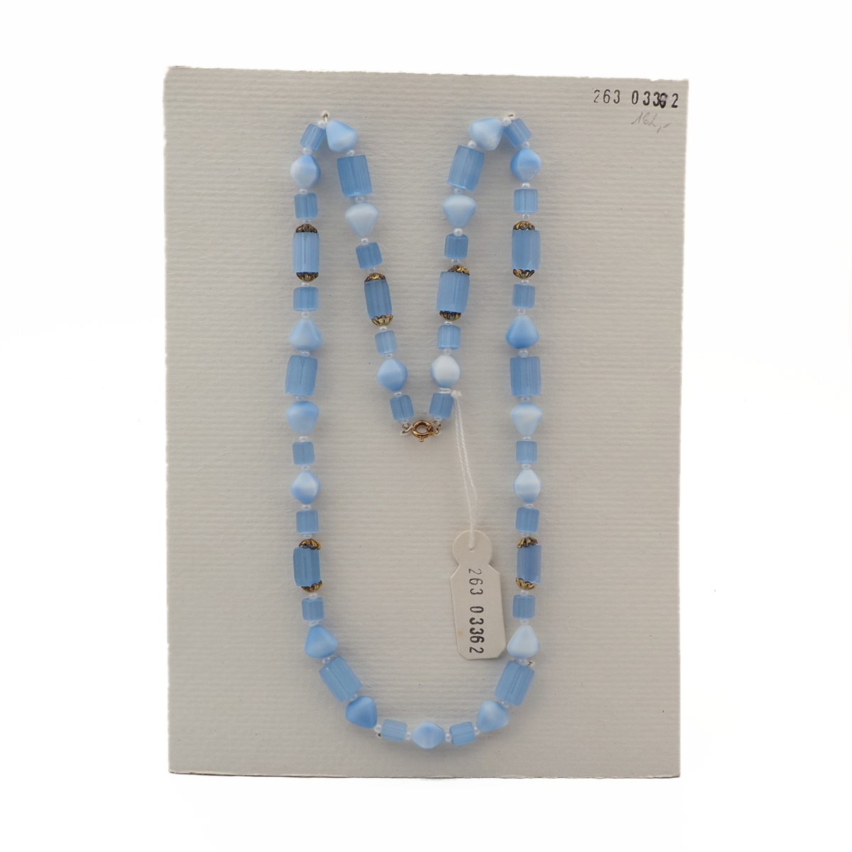 Vintage Czech necklace blue marble blue satin atlas glass beads
