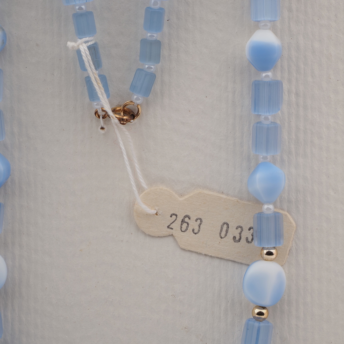 Vintage Czech necklace blue satin atlas blue marble glass beads