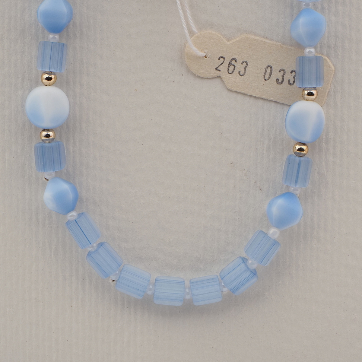 Vintage Czech necklace blue satin atlas blue marble glass beads