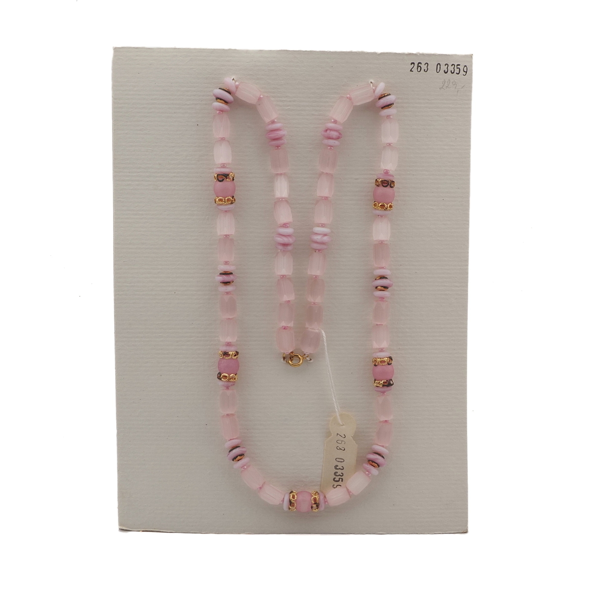 Vintage Czech necklace pink round rondelle satin atlas glass beads
