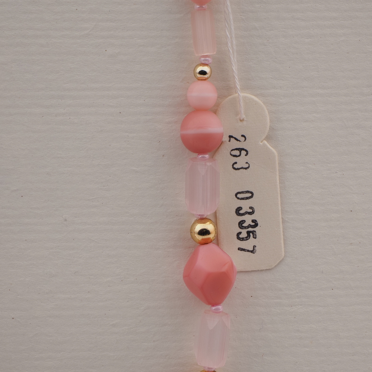 Vintage Czech necklace pink round hexagon satin atlas glass beads