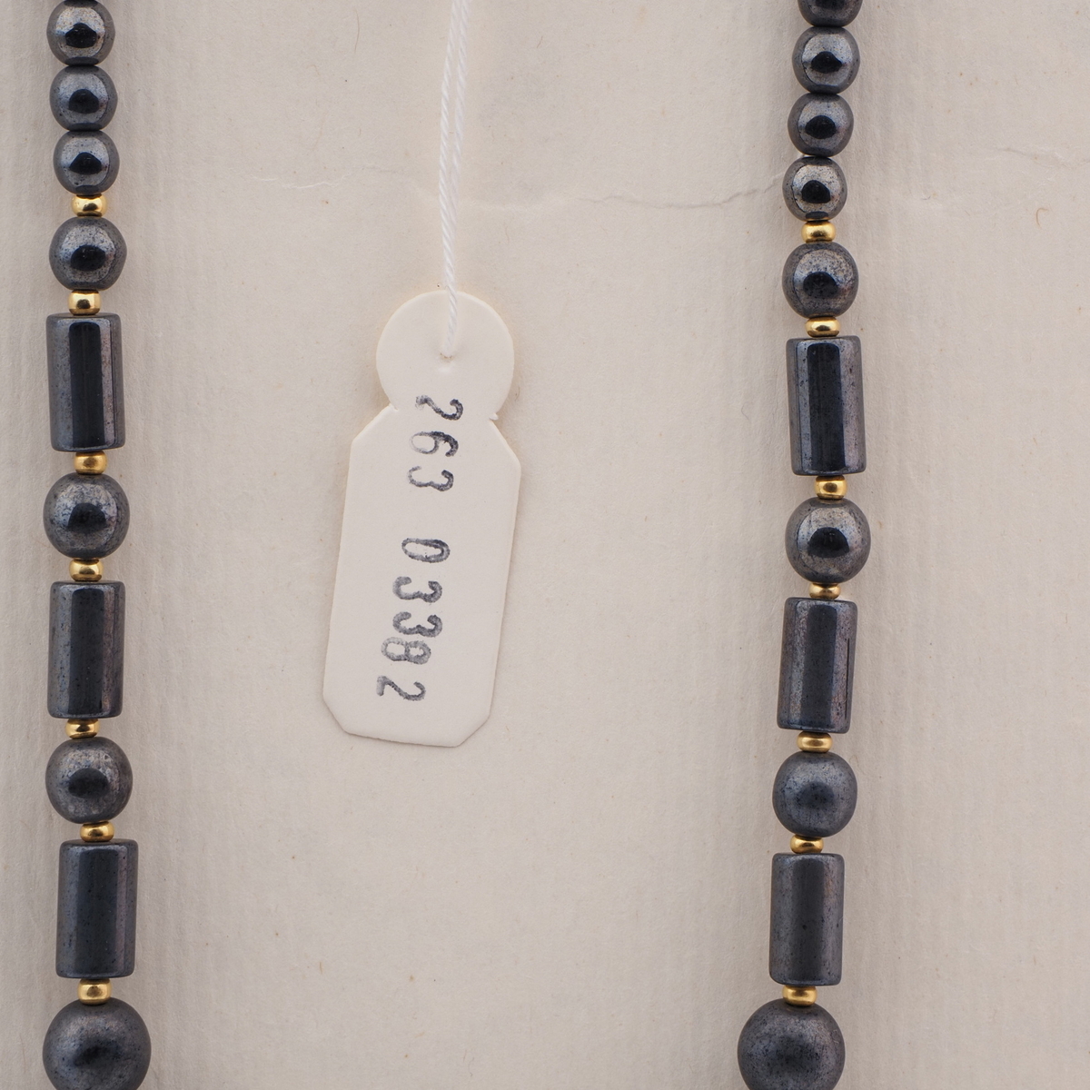 Vintage Czech necklace hematite round bugle glass beads 16"