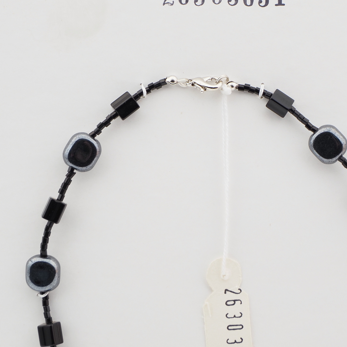 Vintage Czech necklace hematite oval black pentagon glass beads