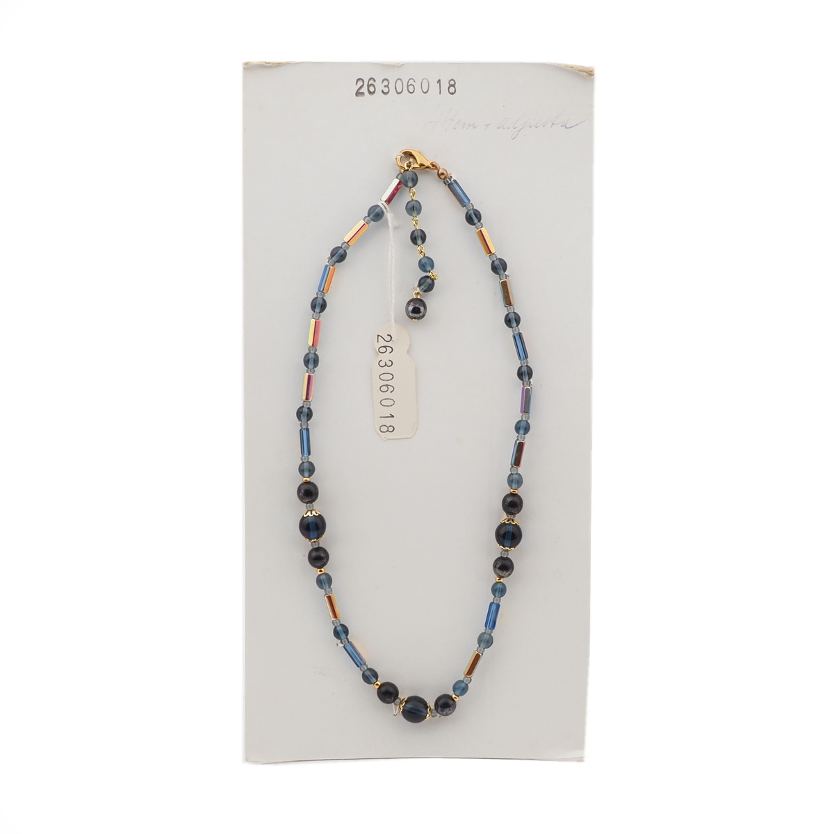 Vintage Czech necklace black blue vitrail glass beads