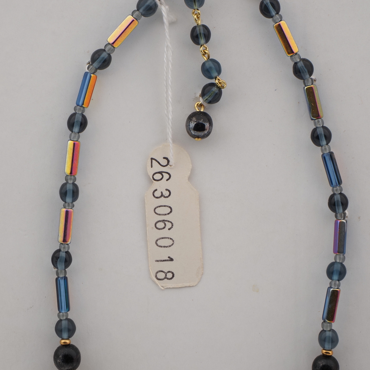 Vintage Czech necklace black blue vitrail glass beads