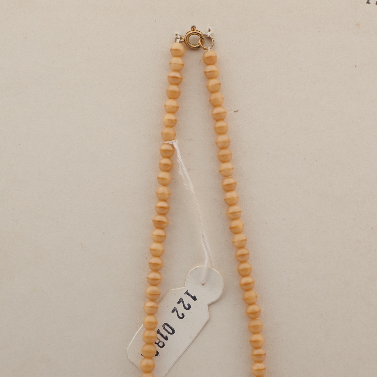 Vintage Czech necklace beige round oval pearl glass beads