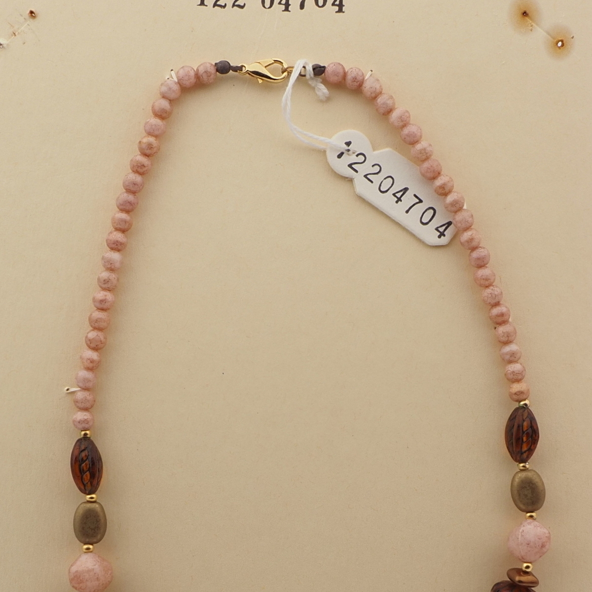 Vintage Czech necklace marble metallic Deco style glass beads