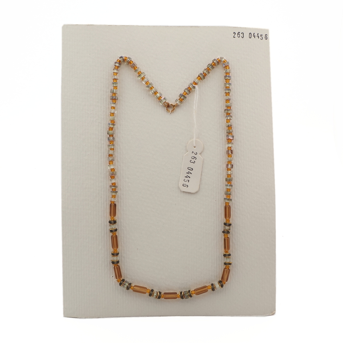 Vintage Czech necklace topaz pentagon bugle AB rondelle glass beads 