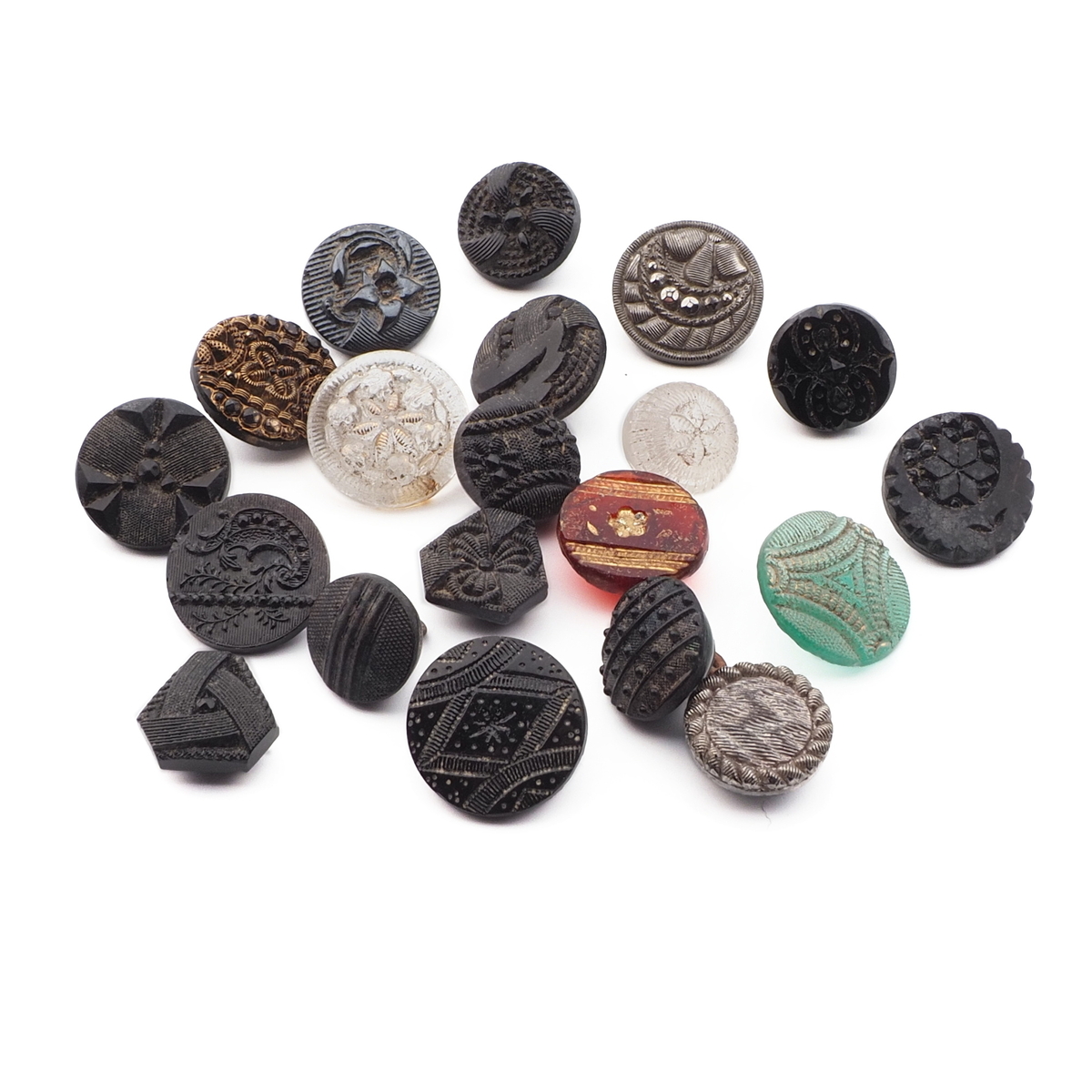 Lot (20) Czech Victorian Deco antique glass buttons