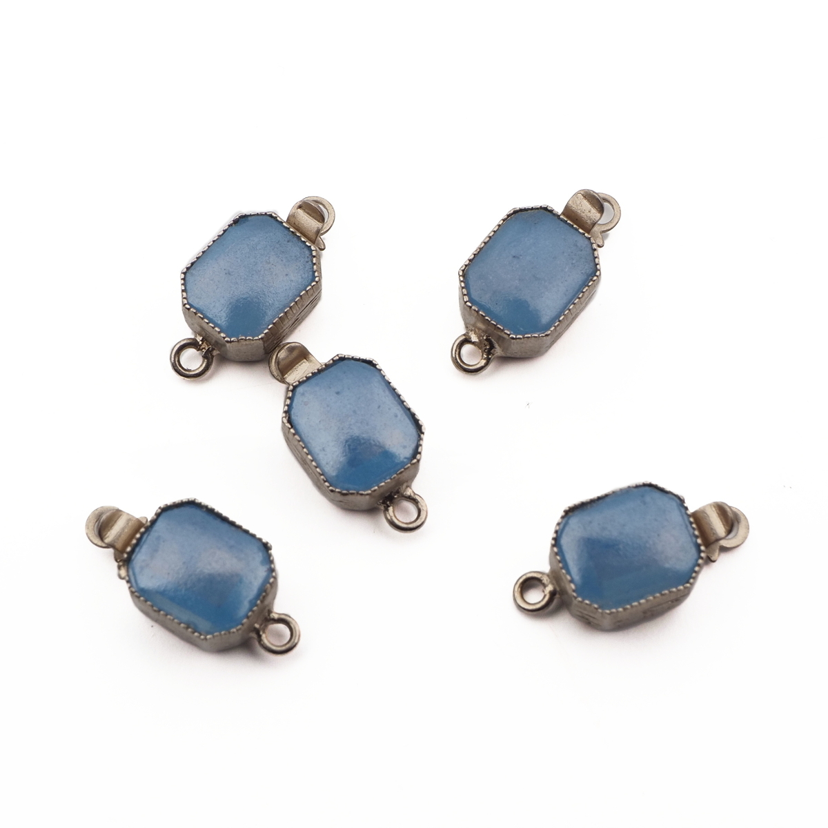 Lot (5) vintage Deco 1 strand necklace clasps blue opaline glass rhinestones Czechoslovakia