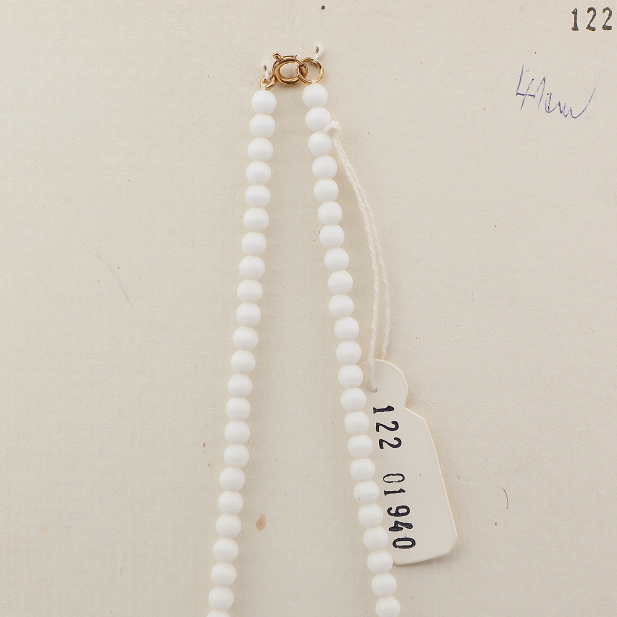 Vintage Czech necklace white round tribal style tooth glass beads