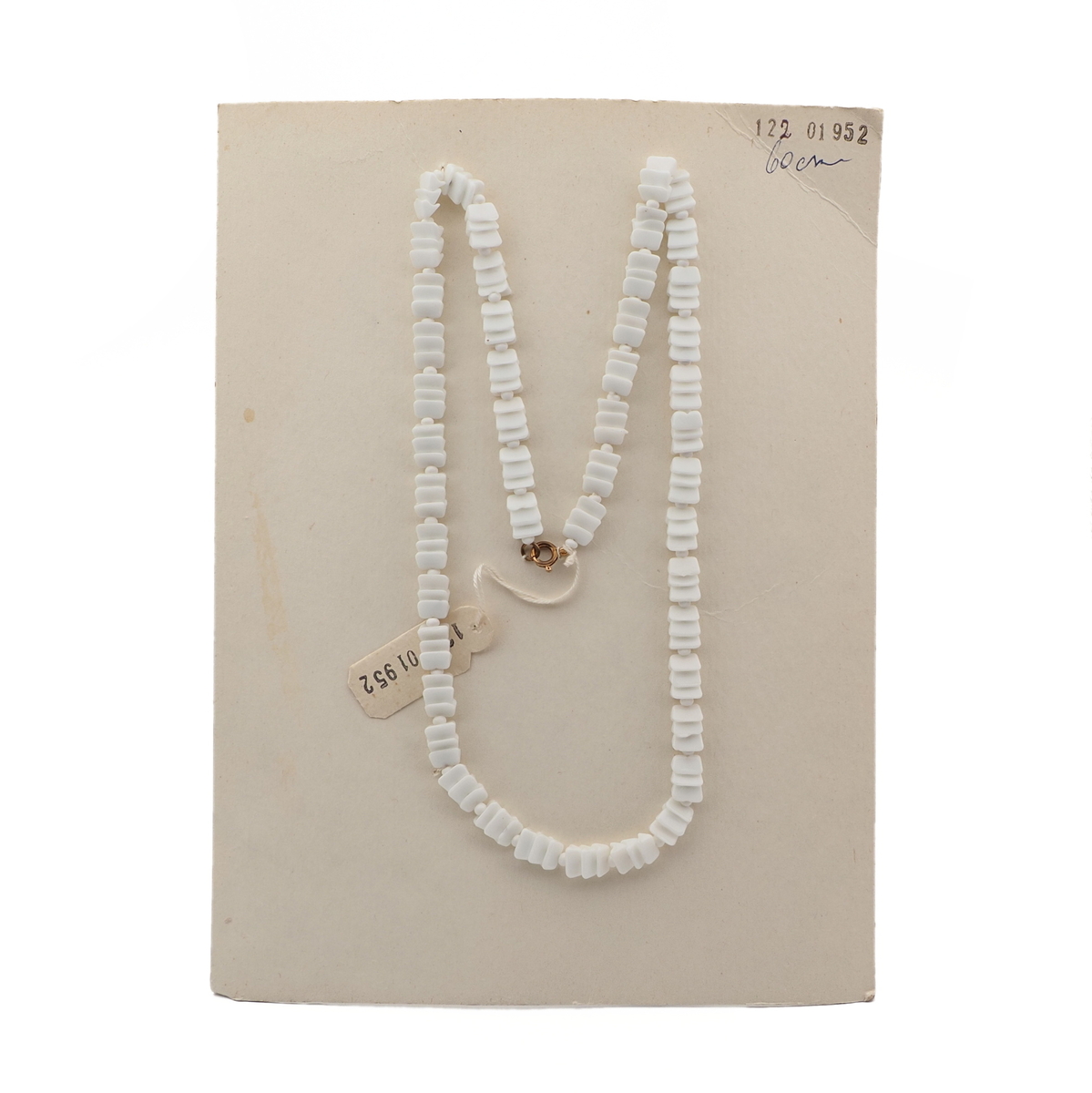 Vintage Czech necklace white interlocking glass beads
