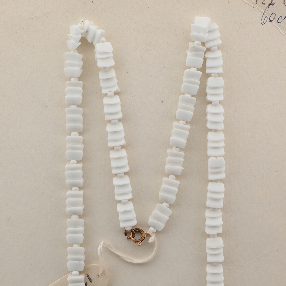 Vintage Czech necklace white interlocking glass beads
