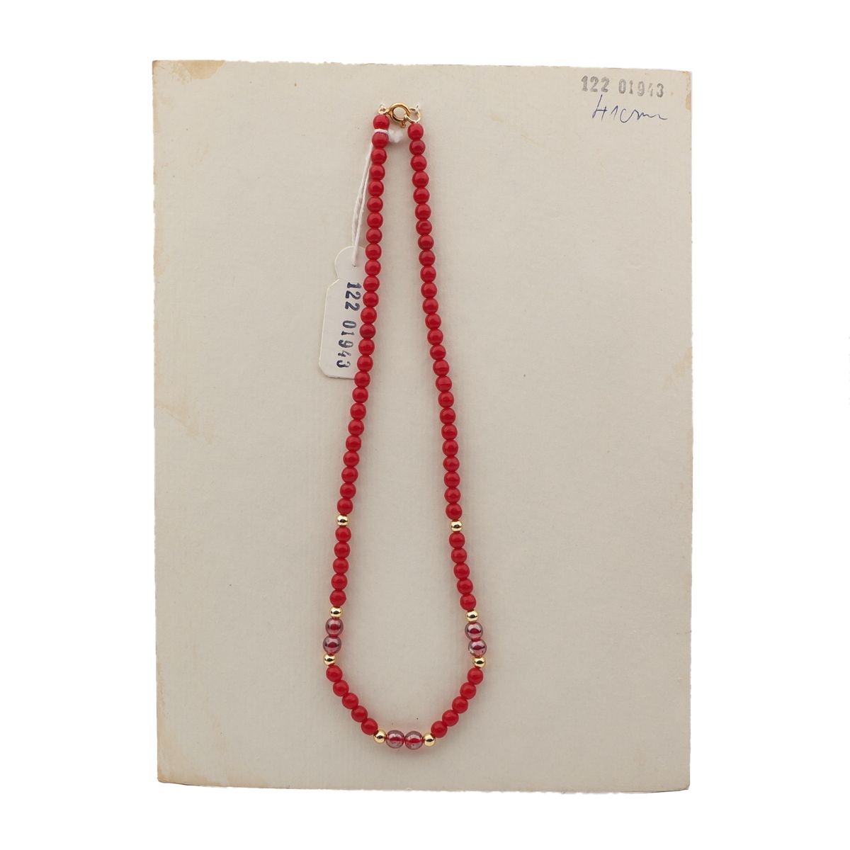 Vintage Czech necklace red round lustre glass beads