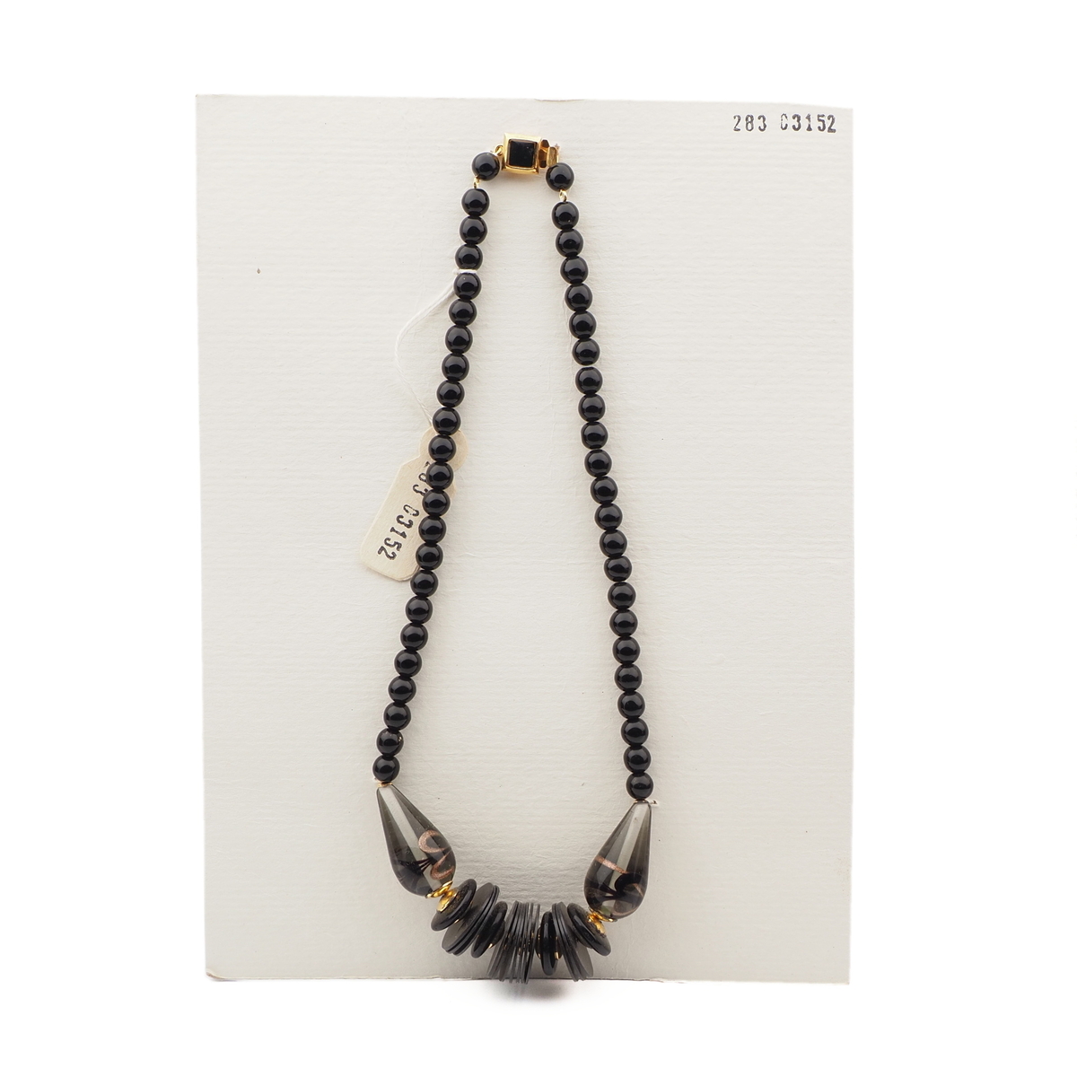 Vintage Czech necklace black teardrop lampwork glass beads