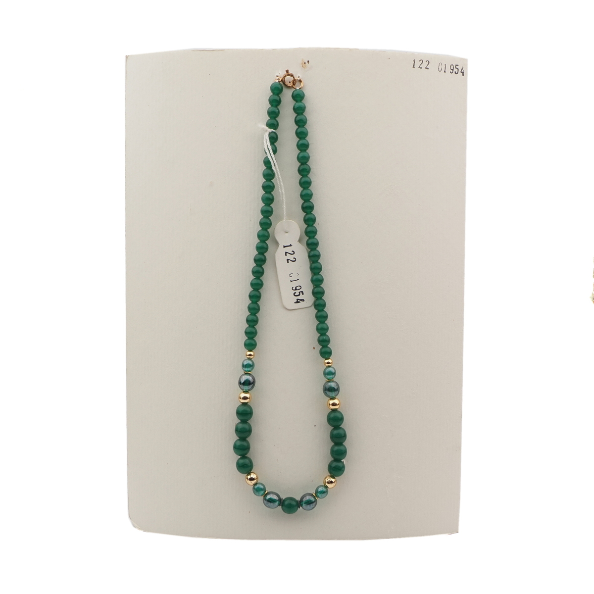 Vintage Czech necklace chrysoprase opaline lustre green glass beads